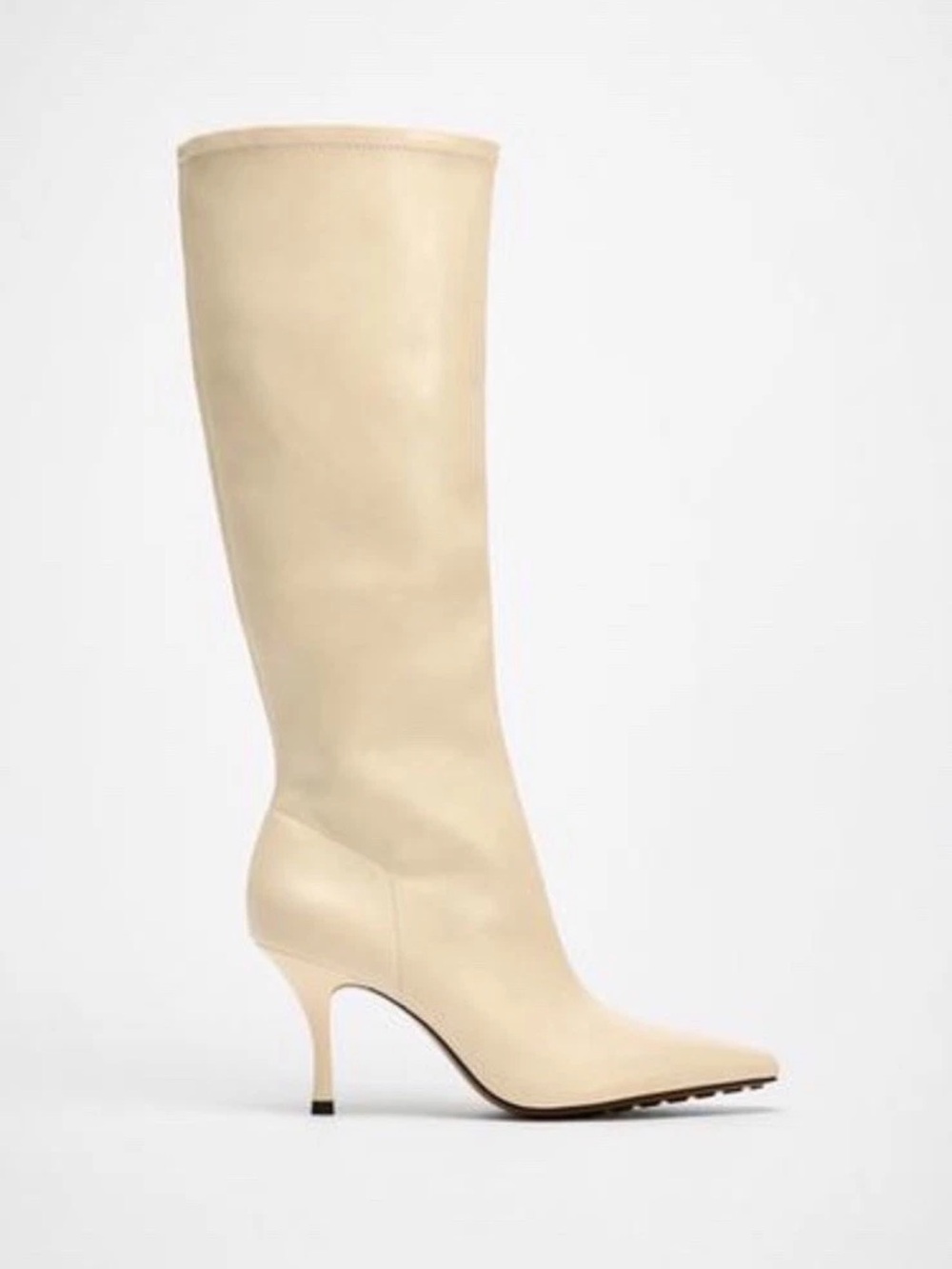 Zara Cream Knee High Boots Pointed Toe Stiletto Heel NWT EU 38 US 7.5 READ